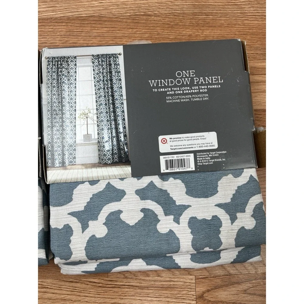 Threshold‎ Farrah Fretwork Set of 2 Curtain Panels Blue 54